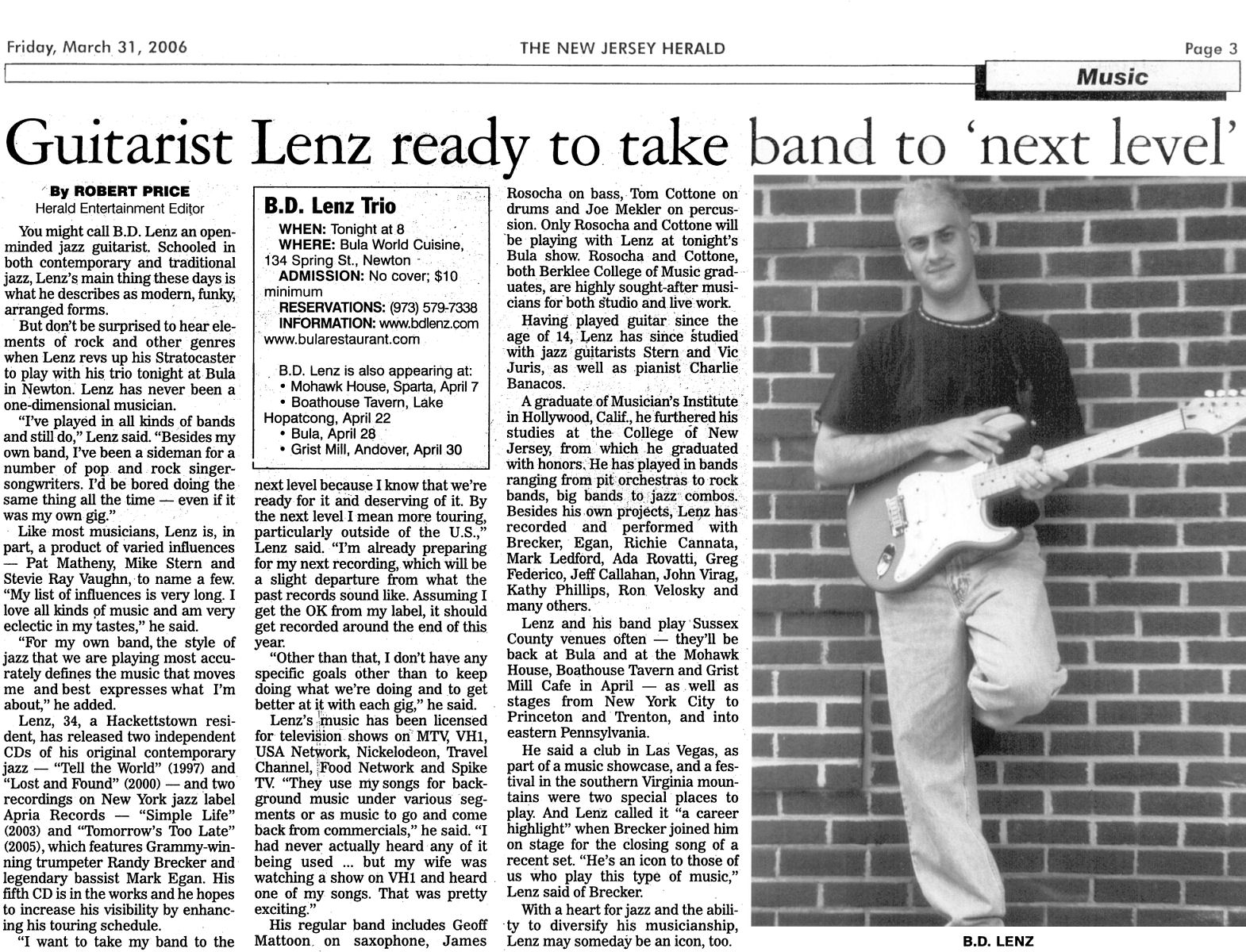 B. D. Lenz Guitarist Composer